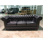 PRE-ORDER SALVADORE X 3 Seater Chesterfield Sofa in Gloss Black PU - Est Delivery in Early May 2021
