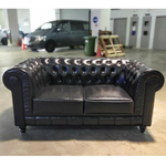 PRE-ORDER SALVADO II 2 Seater Chesterfield Sofa in GLOSS BLACK PU - Estimated Delivery in Mid August 2021