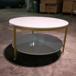 CHRISTINE II Round Marble Coffee Table in MATT GOLD Frame
