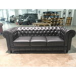 PRE-ORDER SALVADO II 3 Seater Chesterfield Sofa in MATTE BLACK PU - Estimated Delivery in End November 2021