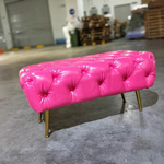 VANESSA Velvet Tufted Button Ottoman in PINK PU