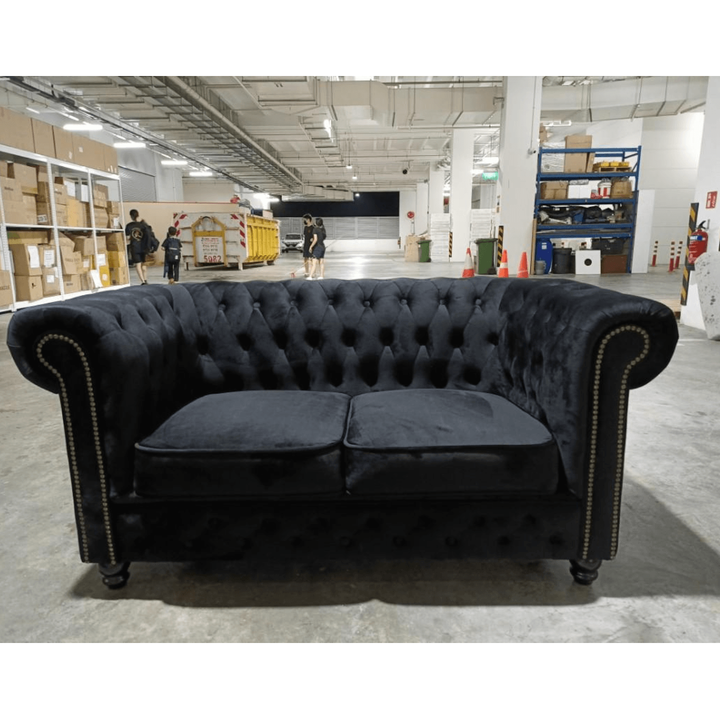 SALVADORE X 2 Seater Chesterfield Sofa in VELVET BLACK