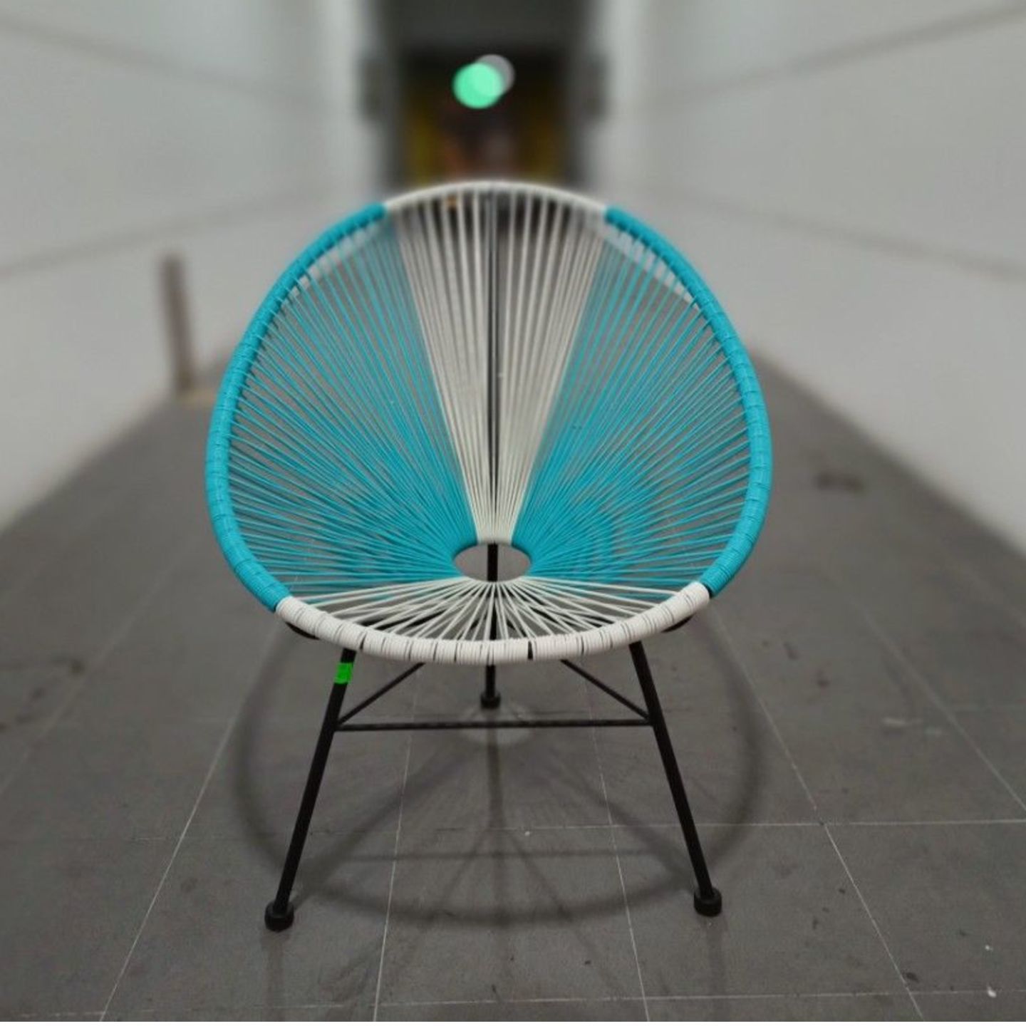 VONA Patio Wicker Chair in BLUE & WHITE
