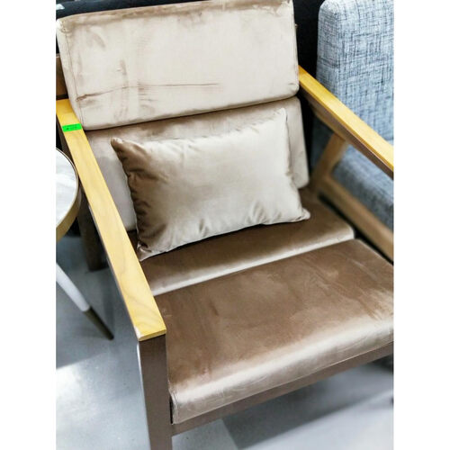 HYUNJU Armchair in Light Brown with TITANIUM GOLD FRAME