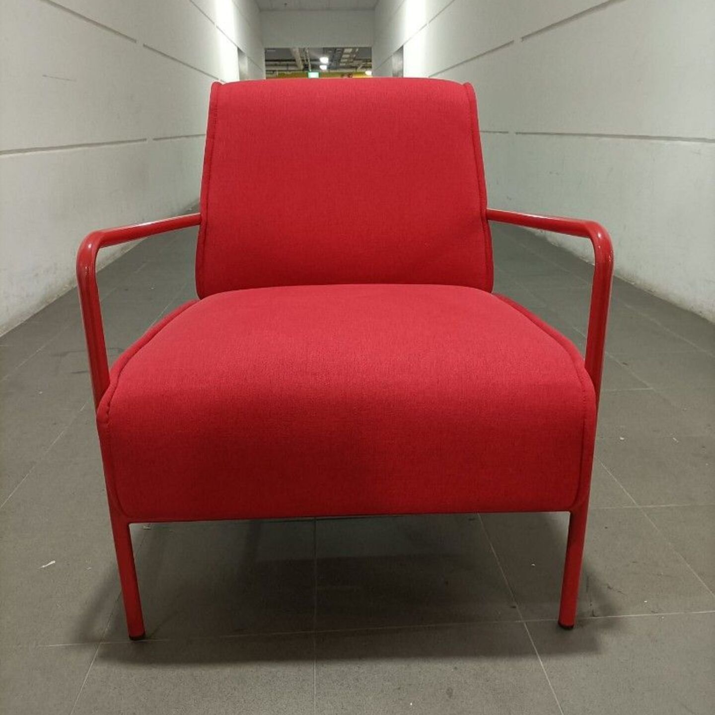 KANE Armchair in RED with Red Metal Frame