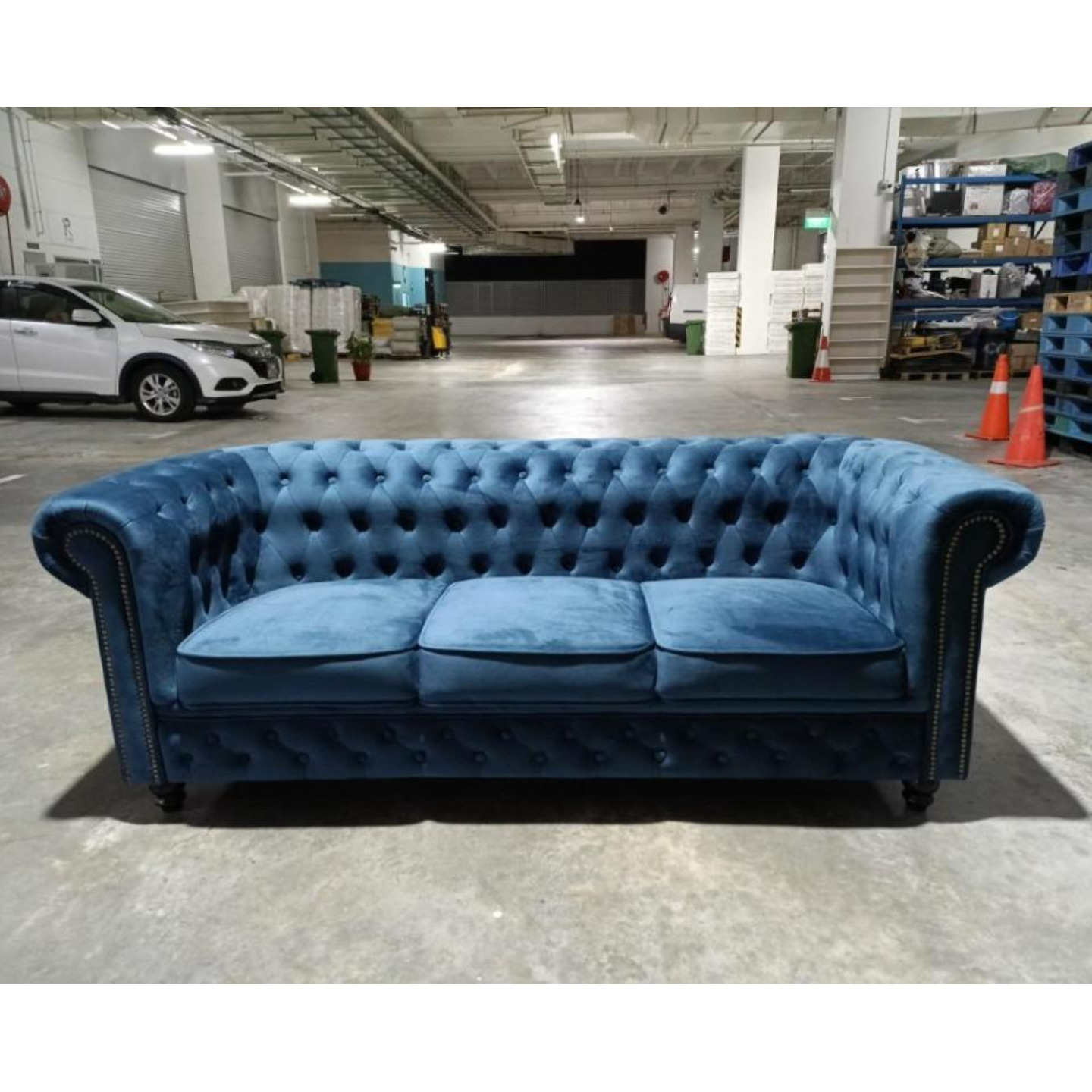 (PRE ORDER) SALVADORE X 3 Seater Chesterfield Sofa in MIDNIGHT BLUE VELVET - Estimated Delivery by JULY 2023