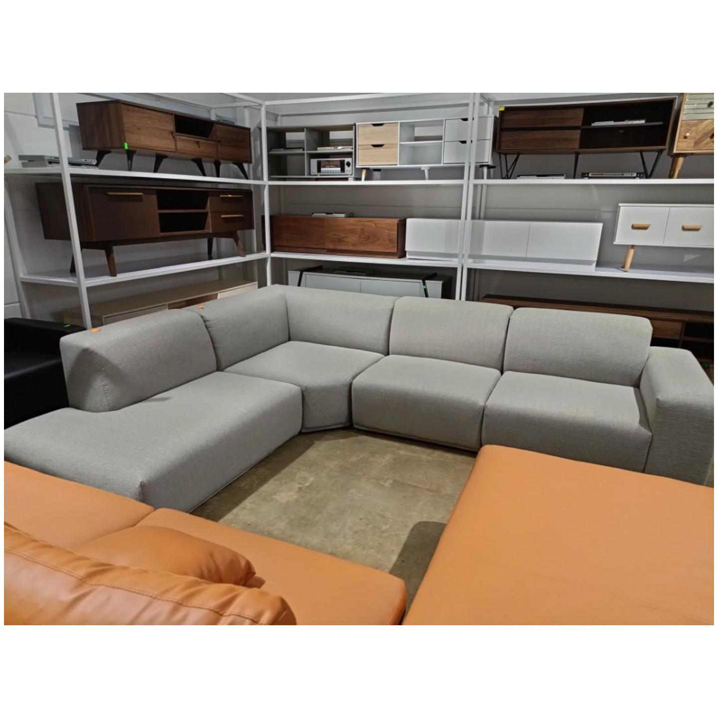 HYEKYO II Extended Modular Sofa in LIGHT GREY FABRIC (Left Facing)