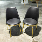 PAIR OF EVIE Dining Chair in BLACK PU with Gold Frame
