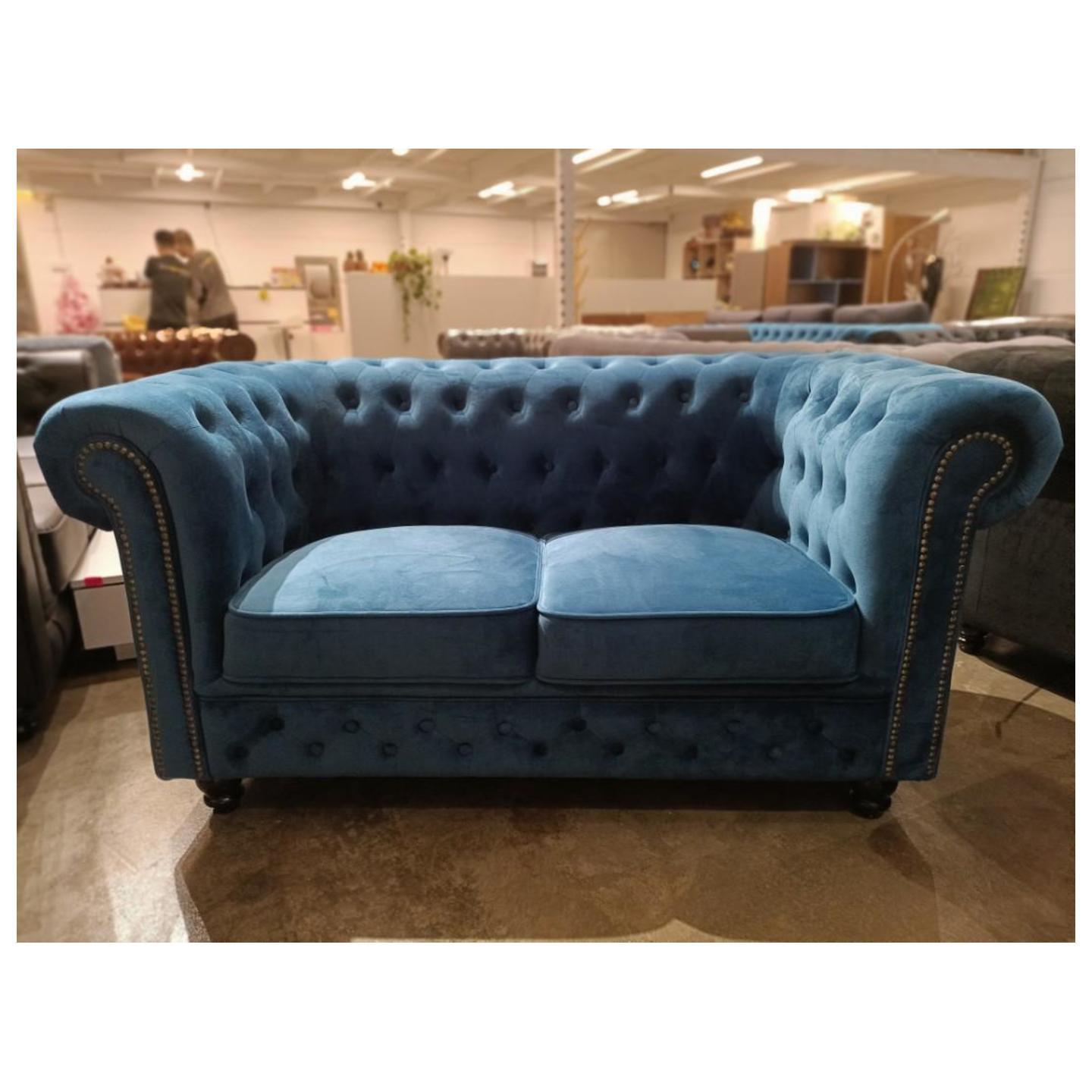 SALVADORE X 2 Seater Chesterfield Sofa in MIDNIGHT BLUE VELVET