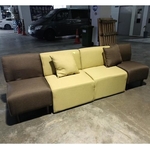 JEKYL 4 Seater Sofa Chair in GREEN & BROWN Fabric