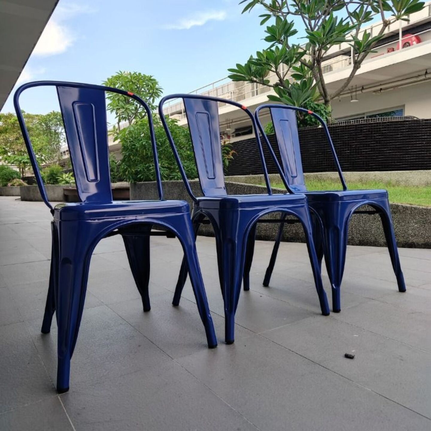 3 PCS VADO Retro Metal Chair in BLUE