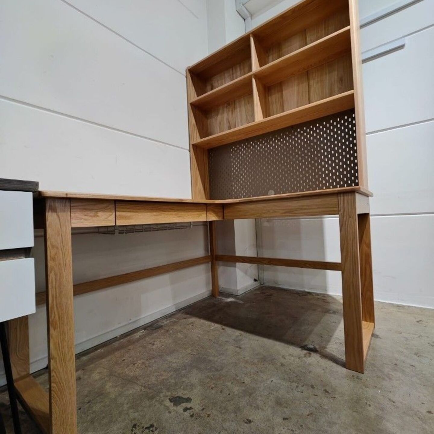RORONOA Solid Oak Wood L-Shaped Study Desk