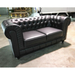 PRE-ORDER SALVADO II 2 Seater Chesterfield Sofa in Matt Black PU - Est Delivery in Early May 2021