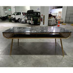 VAIRE Modern Marble Dining Table with Black Marble Top