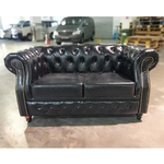 (PRE-ORDER) BOTTEVA 2 Seater Chesterfield Sofa in GLOSS BLACK PU -Estimated for Delivery in Mid August 2021