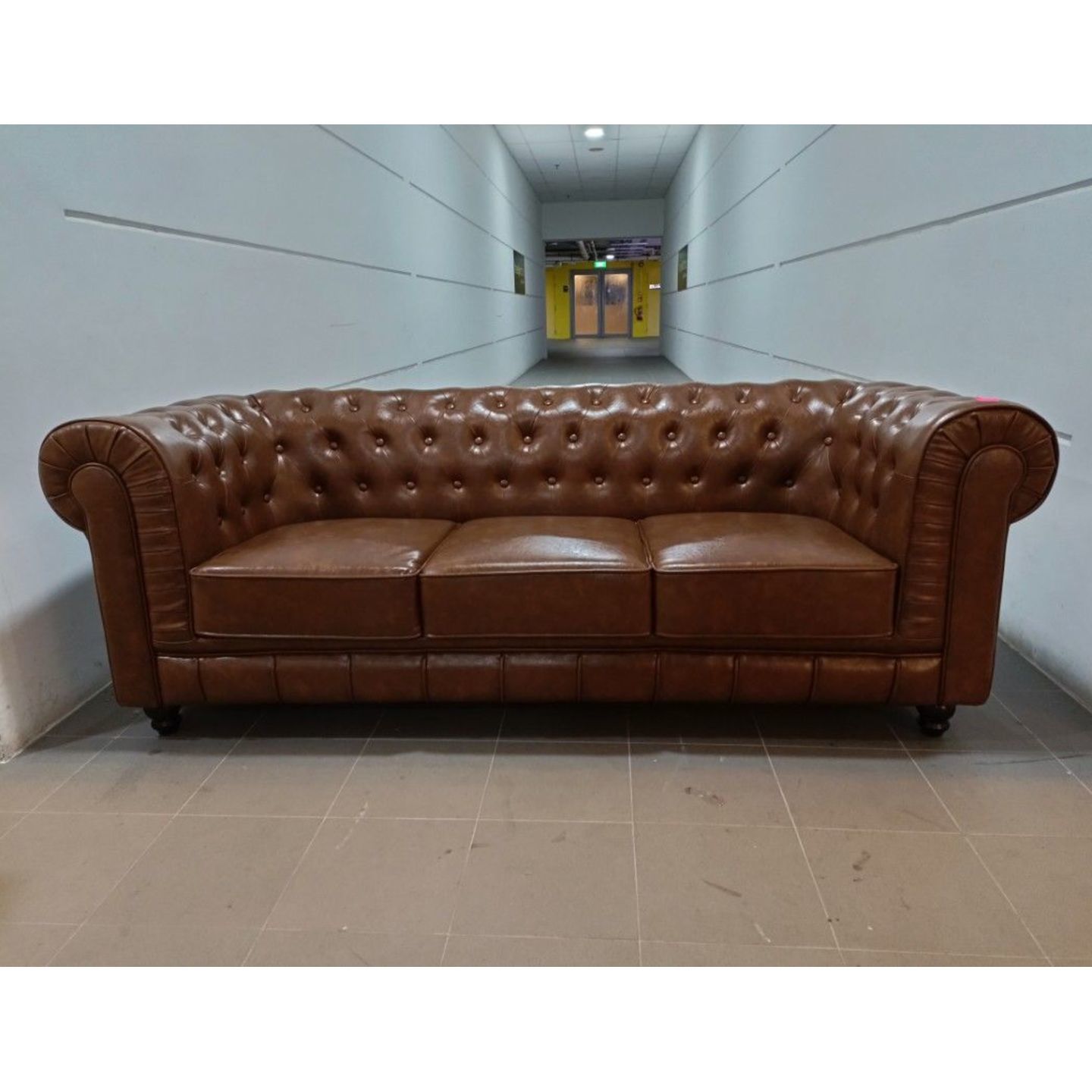 SALVADO II 3 Seater Chesterfield Sofa in CAMEL BROWN PU