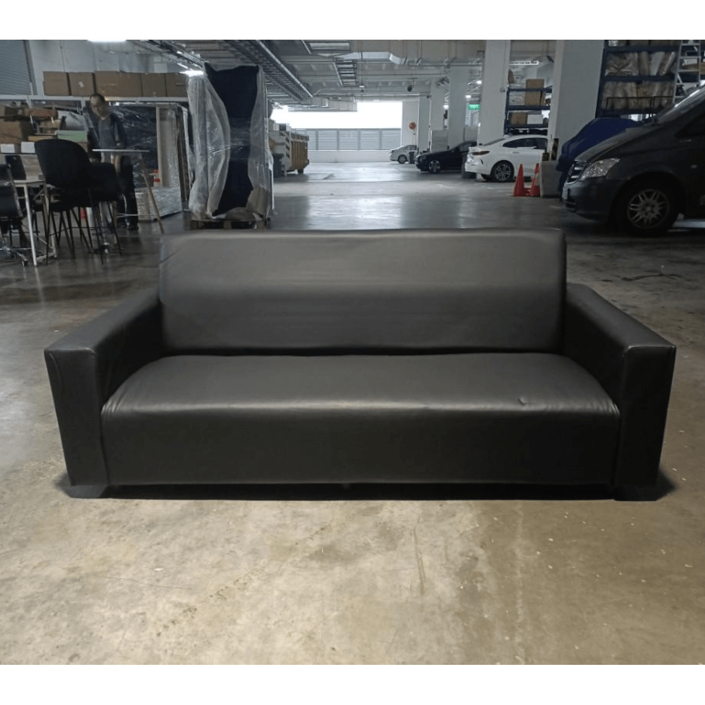 SANDLER 3 Seater Sofa in BLACK PVC