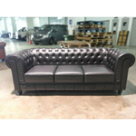 SALVADO II 3 Seater Chesterfield Sofa in MATTE BLACK PU Leather