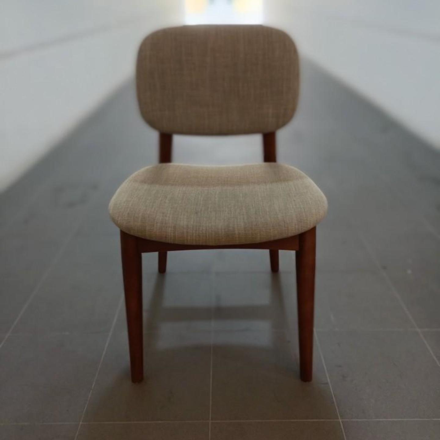 ELSIE Wooden Dining Chair in WALNUT & Grey Fabric