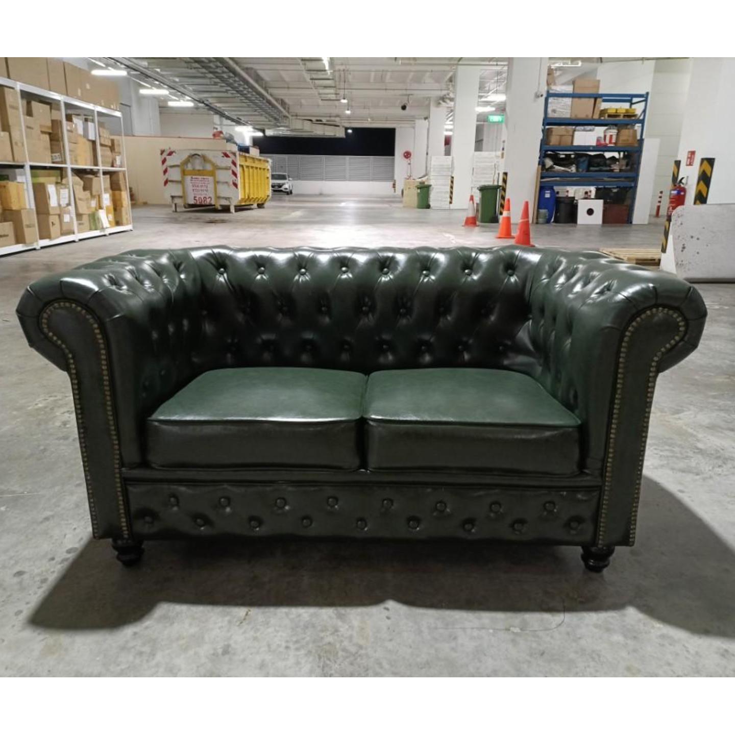 SALVADORE X 2 Seater Chesterfield Sofa in EMERALD GREEN