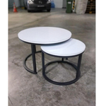 CHRISTINE III Round Tempered Glass Nesting Coffee Table