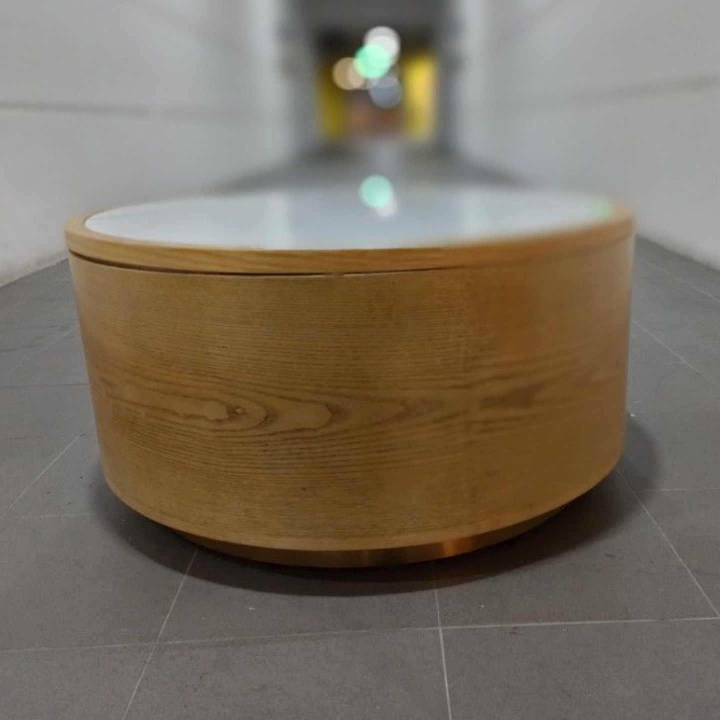 NISRON Coffee Table with Sintered Stone Top in NATURAL 80cm Diameter