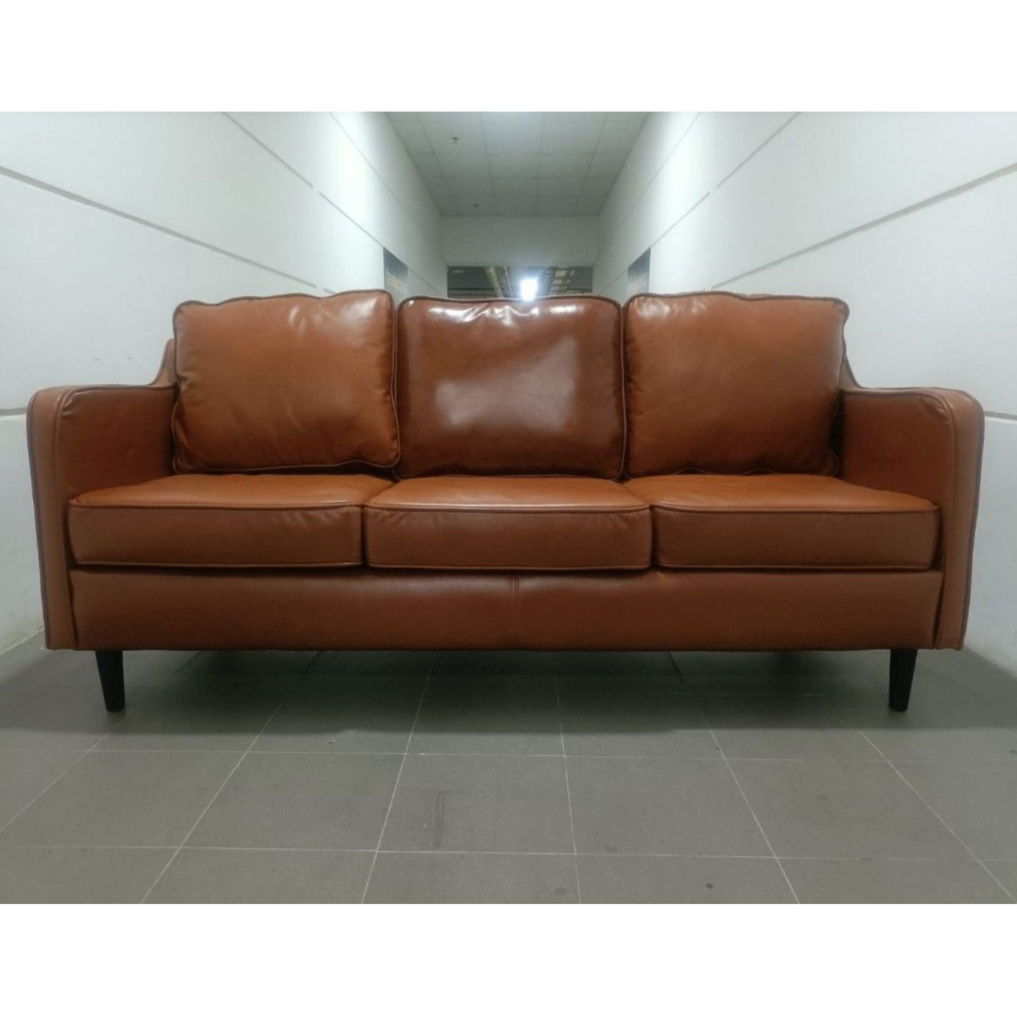 VALENTE Designs 3 Seater Sofa in BROWN GENUINE LEATHER