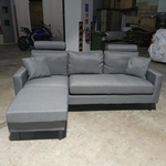 LEVIN L-Shaped Sofa in STONE GREY FABRIC
