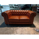 (PRE-ORDER) SALVADO II 2 Seater Chesterfield Sofa in GLOSS BROWN PU - Estimated Delivery in Mid August 2021