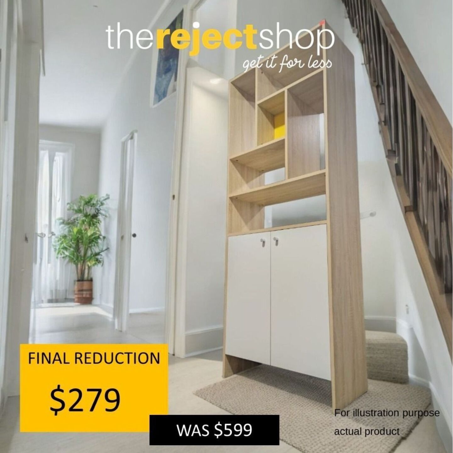 VEONA Shoe Cabinet (Pine/White)
