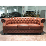 PRE-ORDER BOTTEVA 3 Seater Chesterfield Sofa in Gloss Brown PU -Est Delivery in Early May 2021