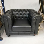 (PRE-ORDER) SALVADO II Single Seater Chesterfield Sofa in MATTE BLACK PU - Estimated Delivery in Mid August 2021
