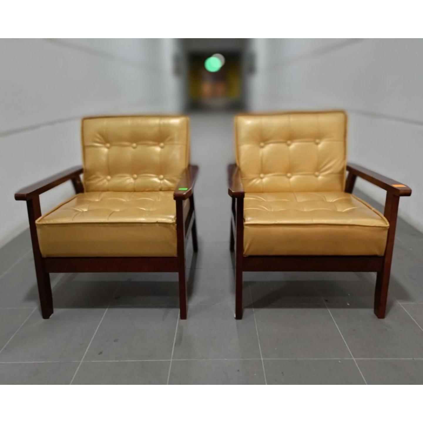 2 x VANZ Single Armchairs in GOLD PU