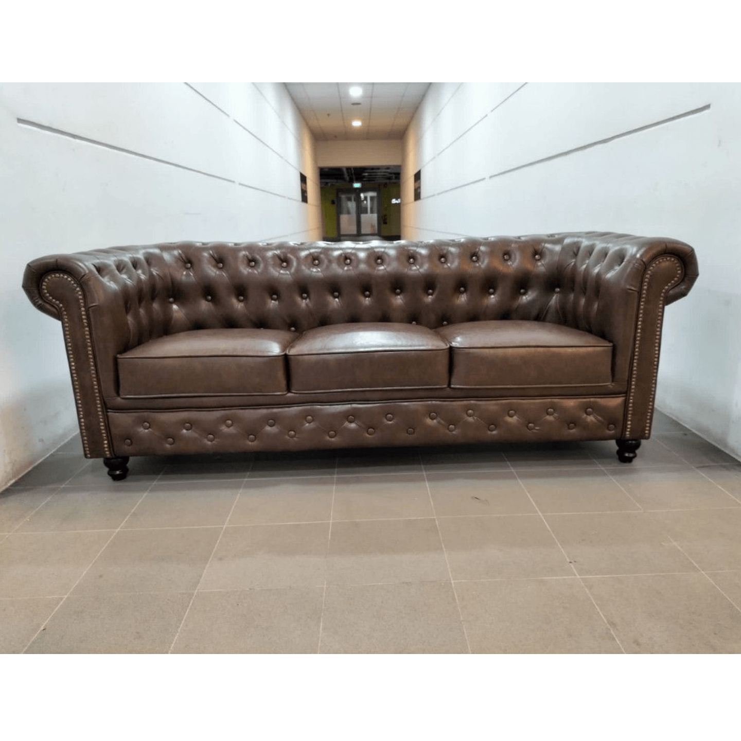PRE ORDER - SALVADORE X 3 Seater Chesterfield Sofa in DARK COCO BROWN - Estimated Delivery by End of Apr 2023