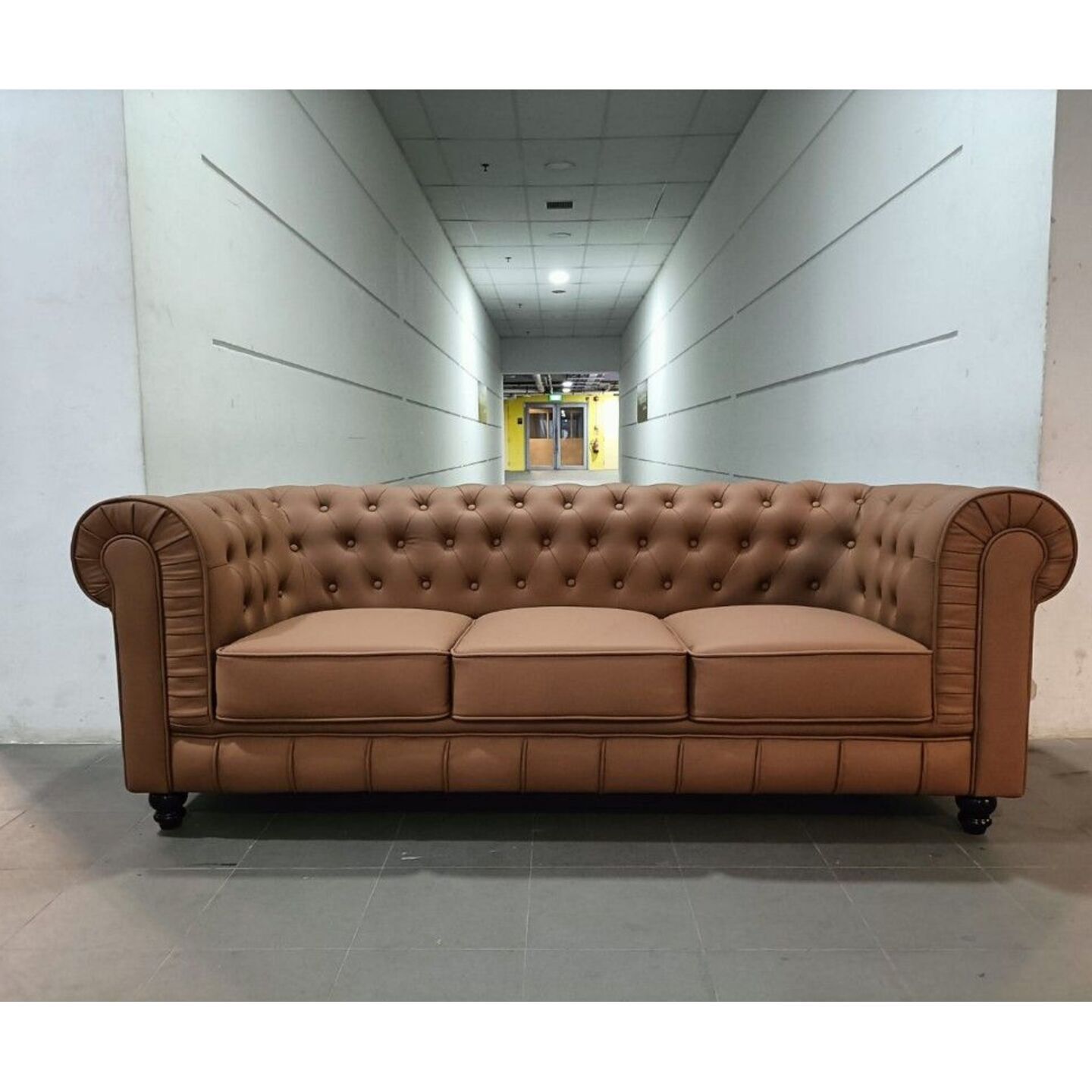 STAR BUY - CAT FRIENDLY SALVADO II 3 Seater Chesterfield Sofa in CAPPUCCINO BROWN TECH LEATHER
