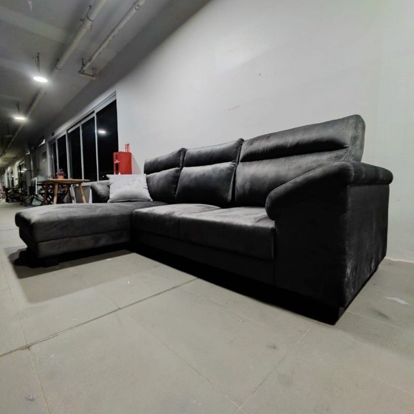 AVEDA L-Shaped Duron Fabric Sofa (Chaise Right When Seated)