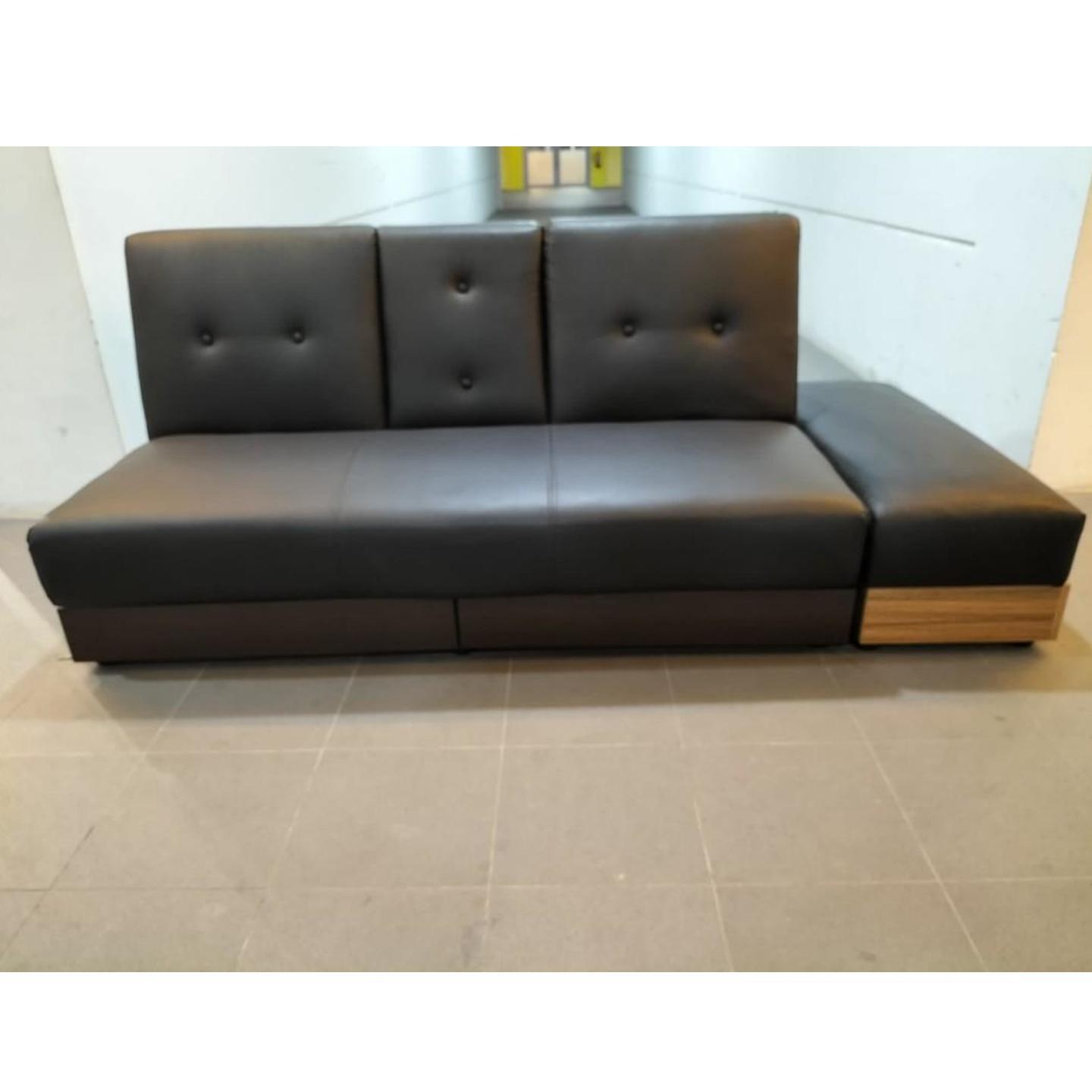 MIKO Storage Sofa Bed in BLACK Faux Leather