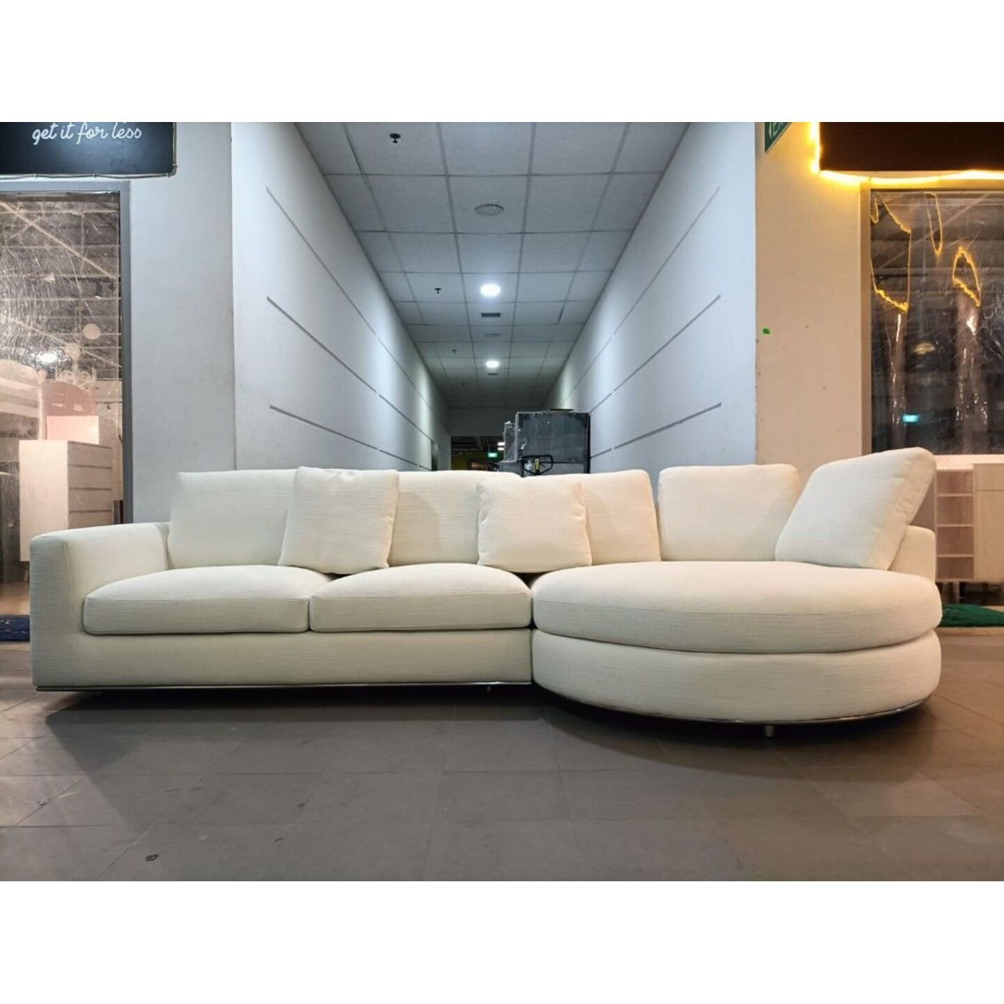 KARL Round Chaise Sectional Sofa in PERFORMANCE BRILLIANT WHITE