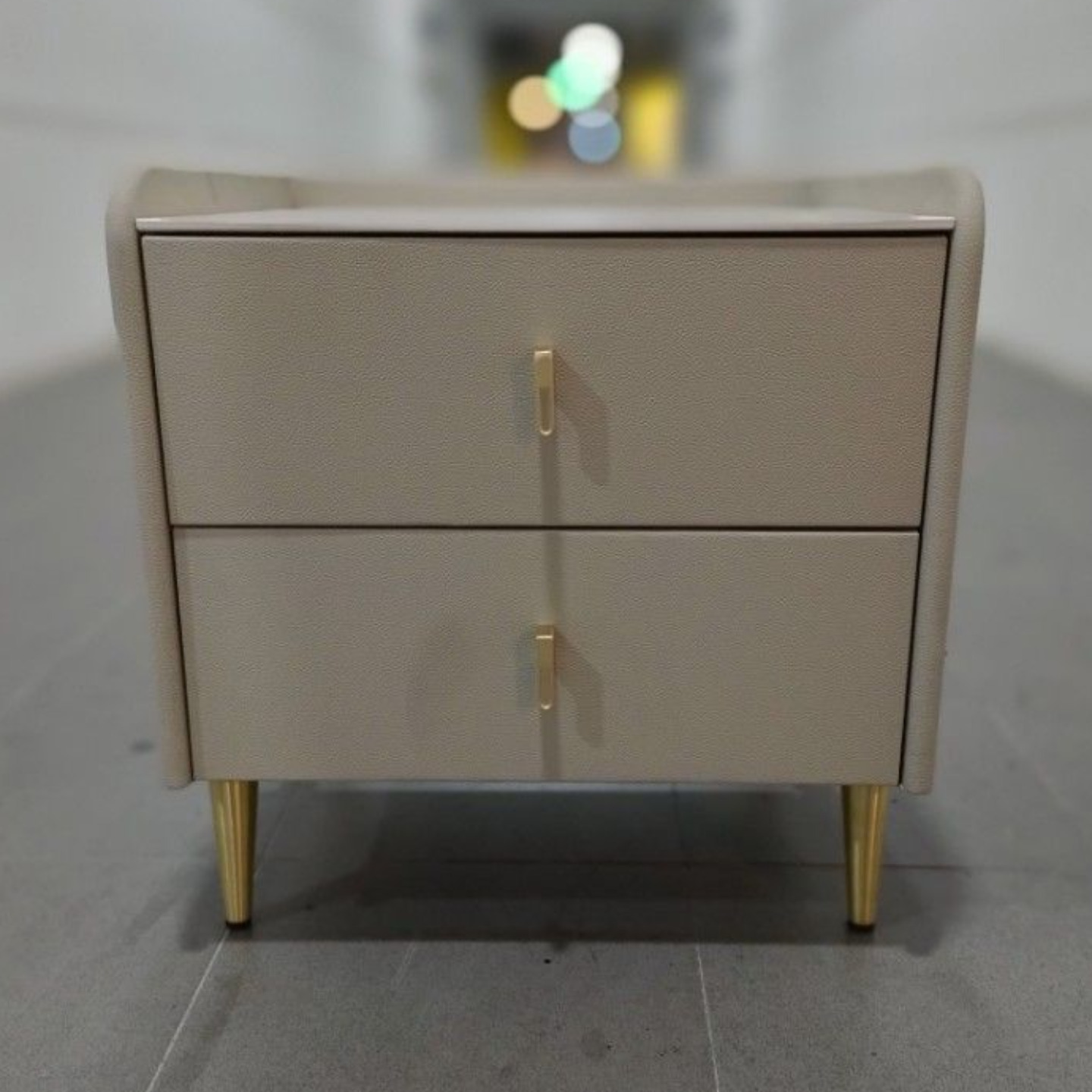 BAENA Bedside Table in CREAM PVC