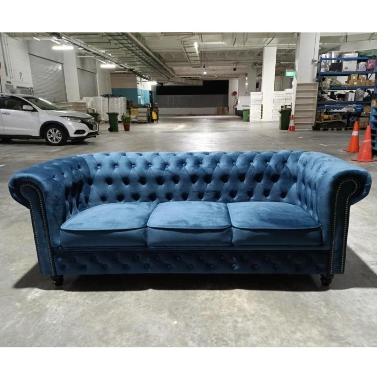 (PRE ORDER) SALVADORE X 3 Seater Chesterfield Sofa in MIDNIGHT BLUE VELVET - Estimated Delivery by End August 2022