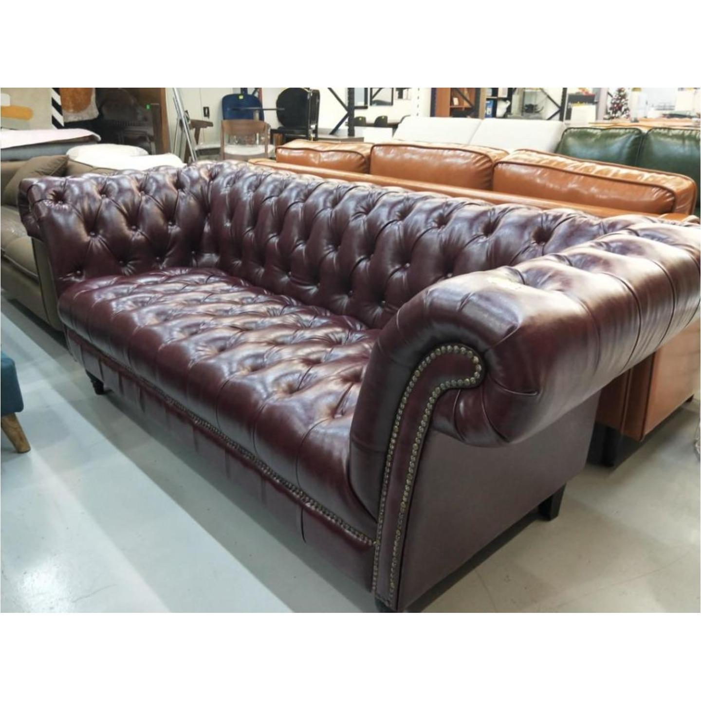 (PRE ORDER) VENIVA 3 Seater Classical Chesterfield in BURGUNDY RED PU - Estimated Delivery by End August 2022