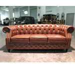 BOTTEVA Chesterfield 3 Seater Sofa in GLOSS BROWN PU