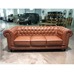 SALVADO II 3 Seater Chesterfield Sofa in GLOSS BROWN PU Leather