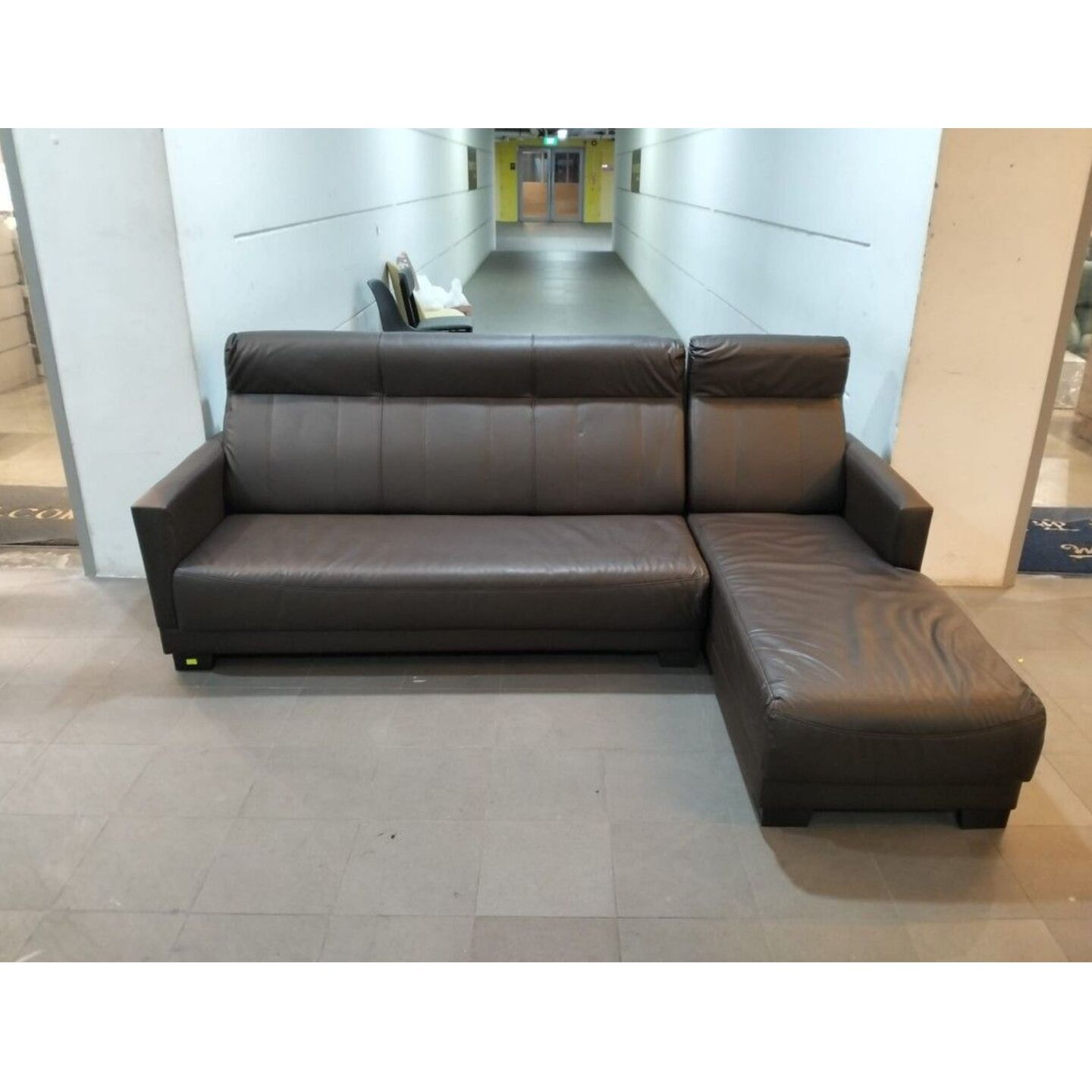 KEIBLER 4 Seater L-Shaped Sofa in DARK BROWN PU LEATHER