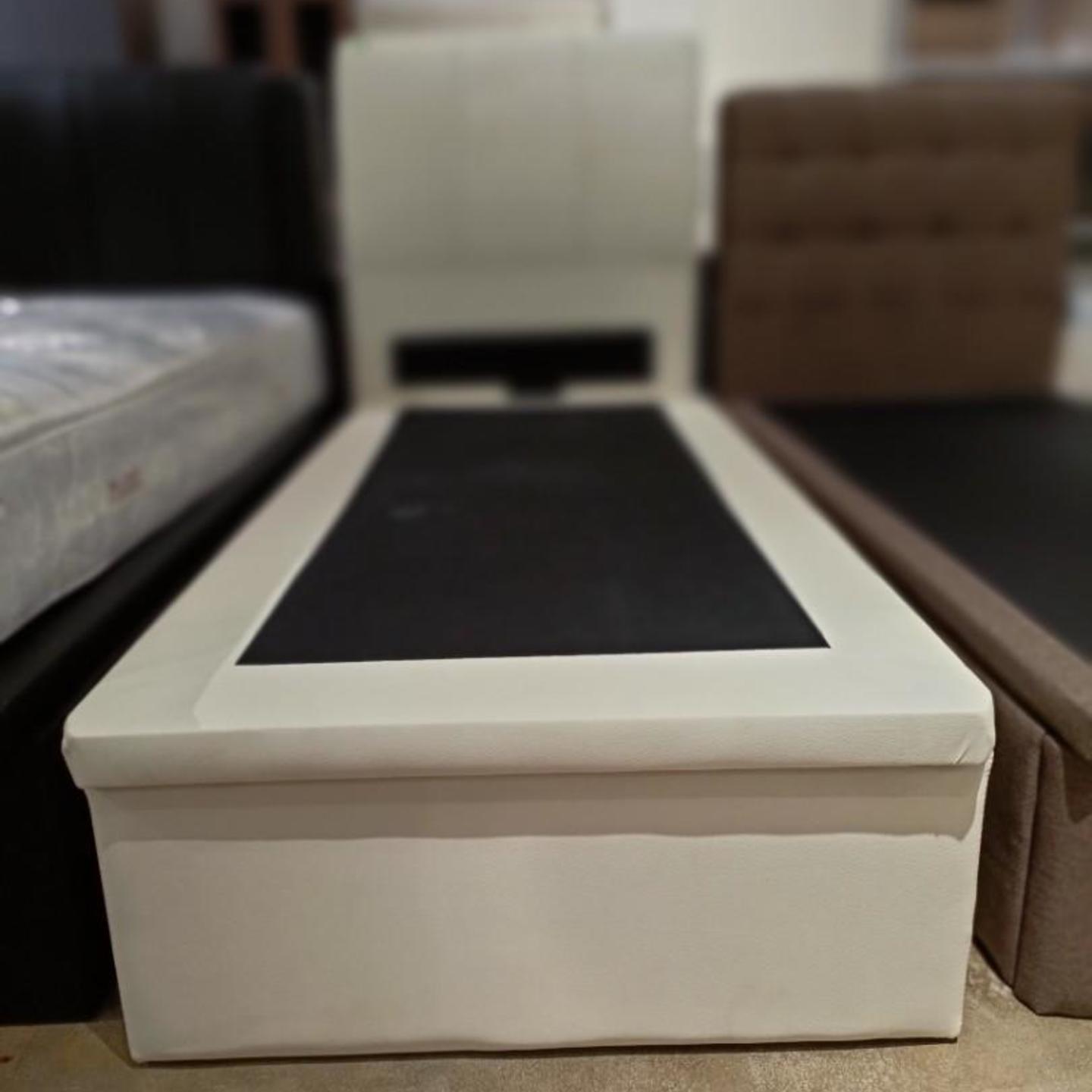 EQUILIBRIUM Single Storage Bed Frame in CREAM WHITE