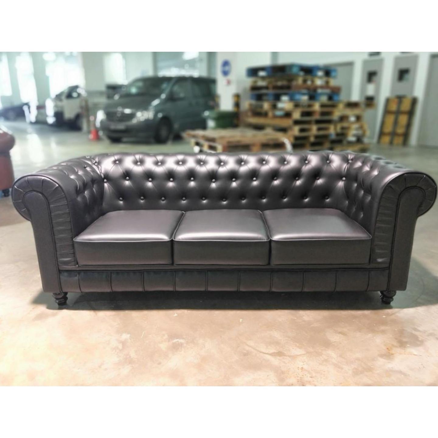 PRE ORDER SALVADO II 3 SeATER Chesterfield Sofa in MATTE BLACK PU - Estimated Delivery by End June 2022