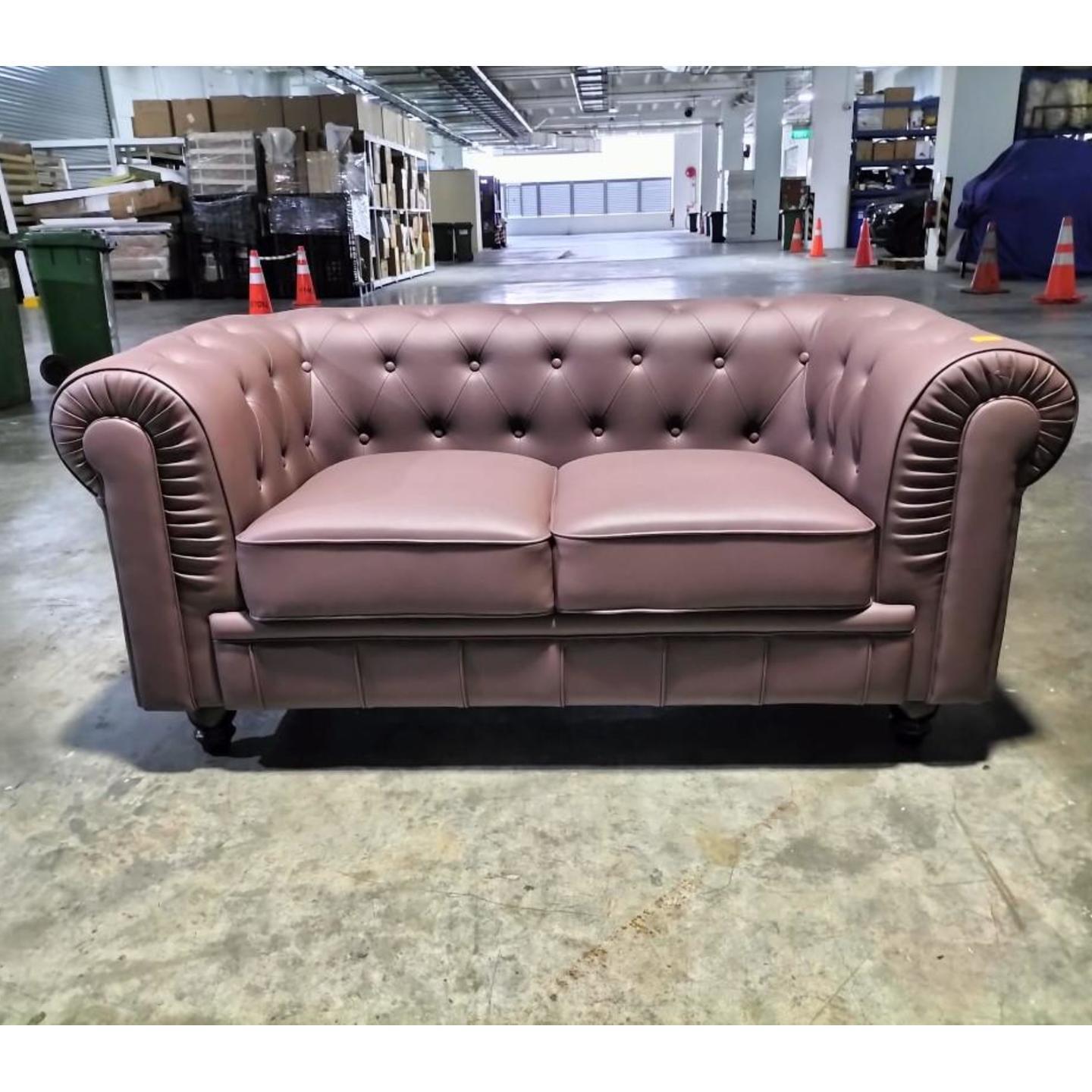 SALVADO UNO 2 Seater Chesterfield Sofa In BROWN PU