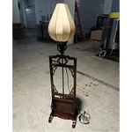 LOTUS BLOOM Oriental Vintage Teakwood Floor Lamp