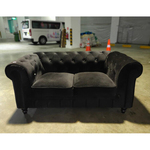 SALVADO 2 Seater Classical Chesterfield Sofa in BLACK VELVET