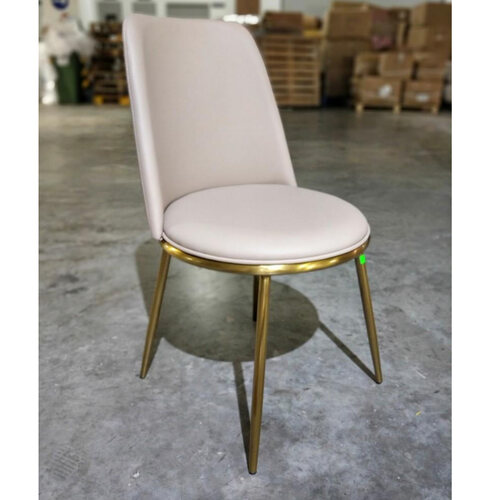 EVIE Modern Dining Chair in BEIGE PU with Gold Frame